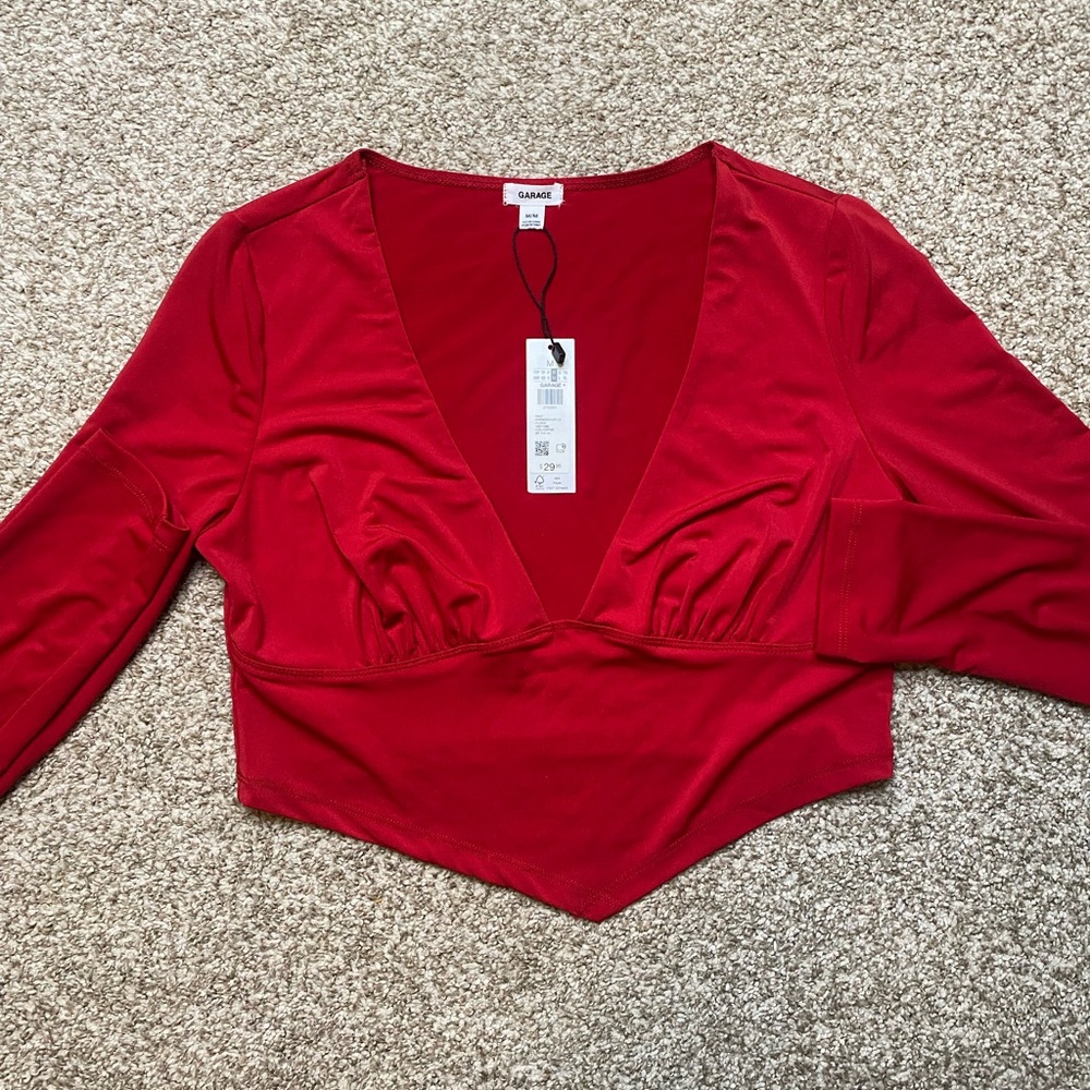 Red long sleeve crop top